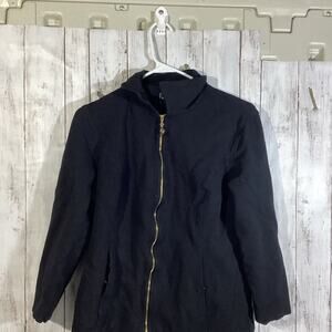 St John Marie Gray Sport Light Weight Stretch Black Blazer Coat Jacket M